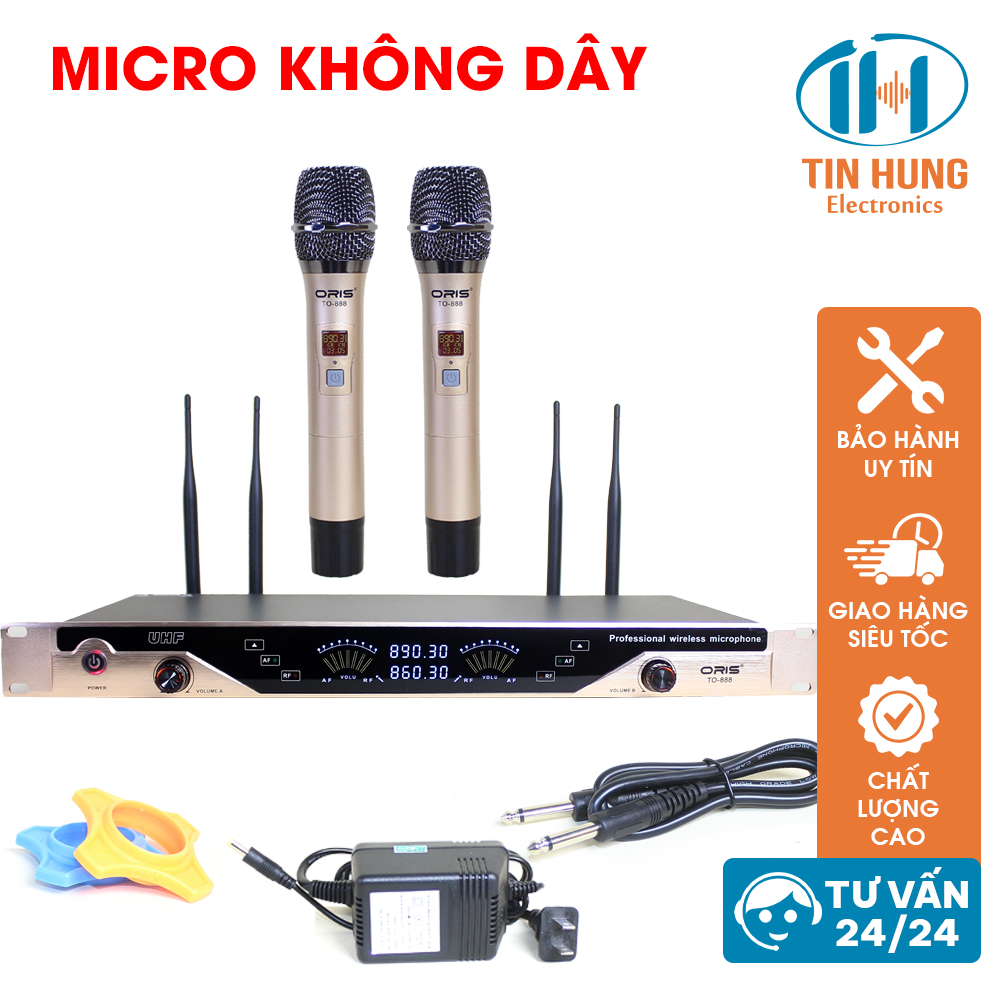 Micro không dây hộp sóng chính hãng ORIS TO-888,Mic karaoke với bo xử lý công nghệ cao, chống hú, hút giọng - ORIS Profesional