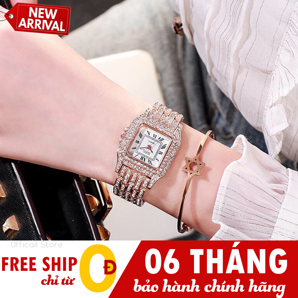 Đồng hồ thời trang nữ DZG D94 dây kim loại cao cấp mặt vuông đính đá sang trọng bảo hành 6 tháng