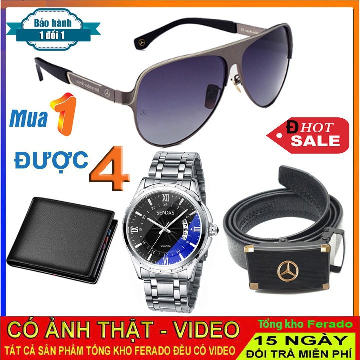 Đồng hồ Sandas tặng kính mắt thời trang, ví da và dây lưng nam 1