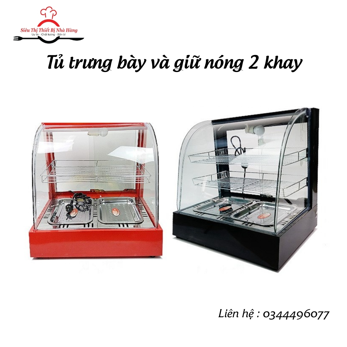 Tủ trưng bày và giữ ấm gà rán KFC, khoai tây chiên,... cao cấp loại 2 tầng 2 khay