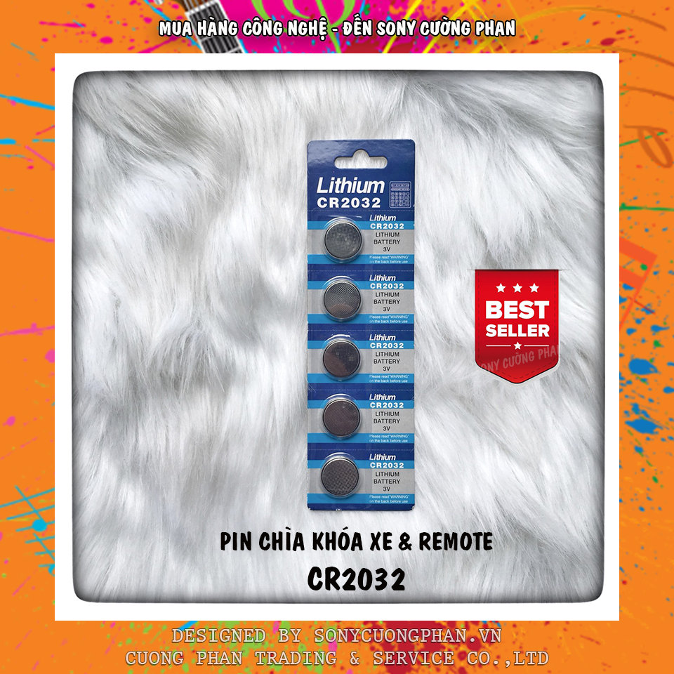 Vỉ 5 Viên Pin Dẹp Lithium CR2032 Dùng Tự Thay Cho Chìa Khóa Xe Hơi