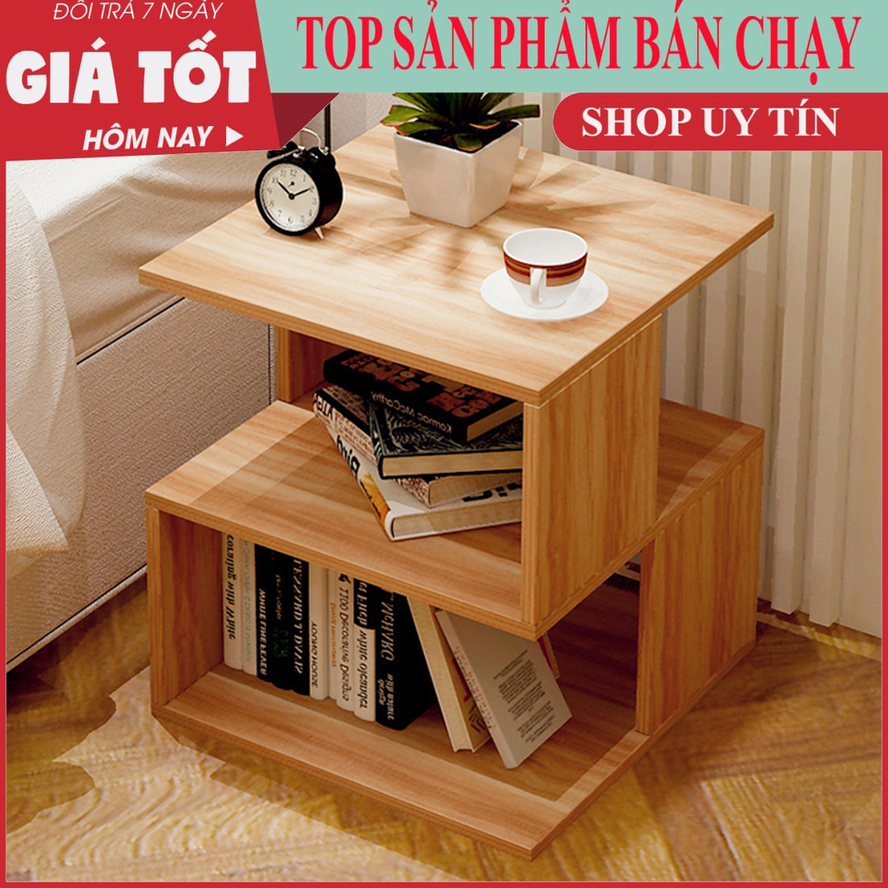 Kệ để đầu giường - Kệ sách để đầu giường - Kệ đầu giường - Hình số 5 zích zắc - Kệ gỗ đầu giường - Hỗ trợ đổi trả 7 ngày