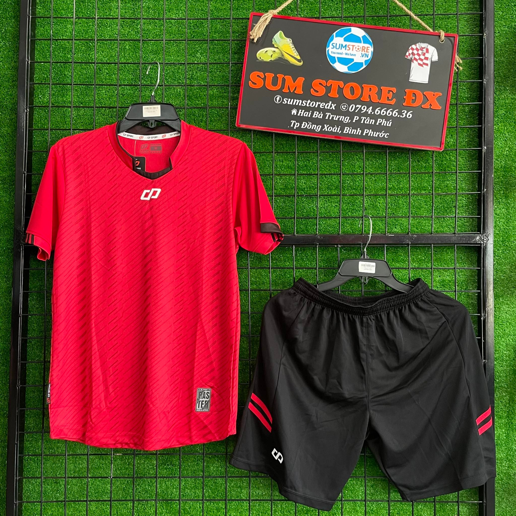 Bộ Quần Áo Bóng Đá Cao Cấp Không logo CP Raster Đỏ-Áo Đá Banh Mẫu Mới, Cực Đẹp, Giá Rẻ