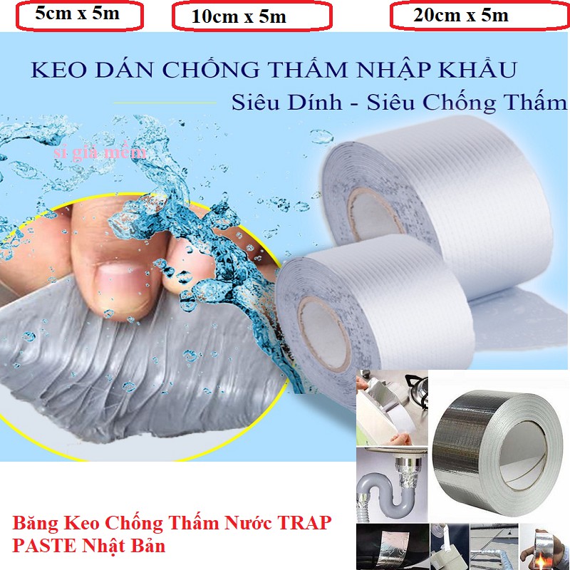 CUỘN 10MET Băng Keo Siêu Dính Chống Thấm 5cmx10m - băng keo chống thấm, băng keo chống dột, keo chống thấm nước