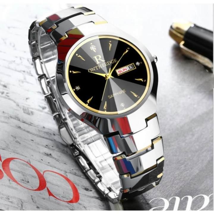 (Hot 2019) Đồng hồ nam dây đá đặc siêu mỏng kính sapphire cao cấp Ontheedge DHR02