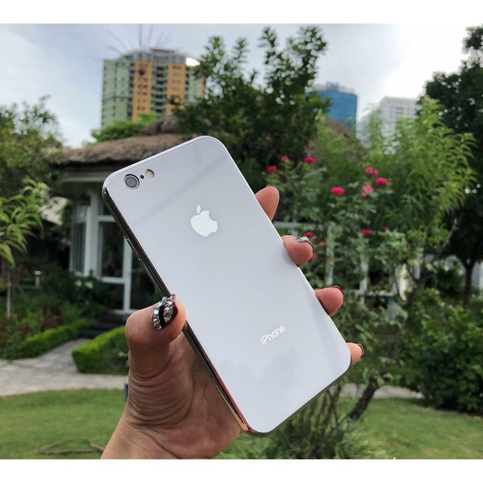 Ốp Lưng Chống Sốc Iphone 6 Plus / 6S Plus Lưng Kính Viền Màu Tpu Dẻo