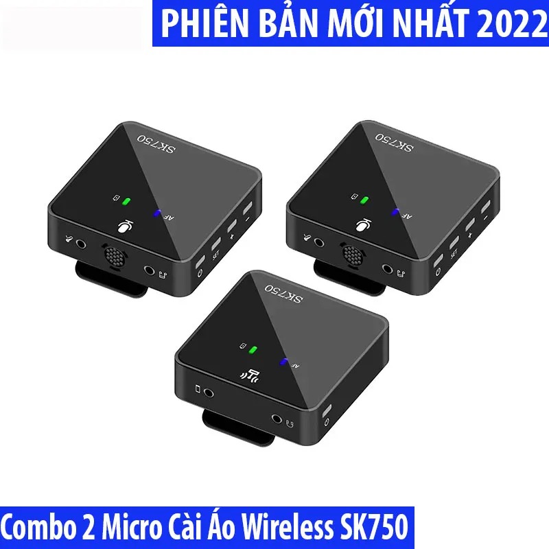 Micro thu âm không dây cài áo Wireless SK750 Cao Cấp , Mic cài áo thu âm không dây dành cho điện thoại Mic thu âm không dây cài áo 2 micro phỏng vấn, phóng sự Quay Video, Youtuber, Tiktoc.