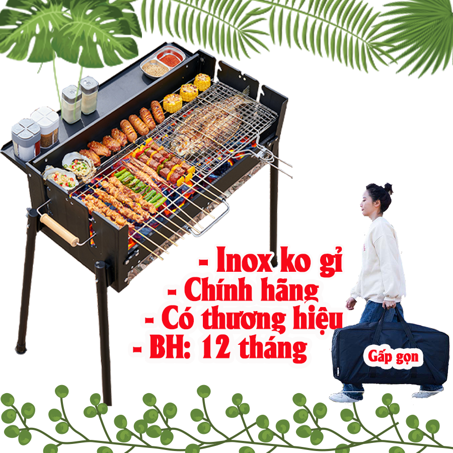 Bếp Nướng than hoa, bếp nướng BBQ ngoài trời, Lò nướng than ngoài trời - Phù hợp dã ngoại, nướng sân vườn, nướng homestay