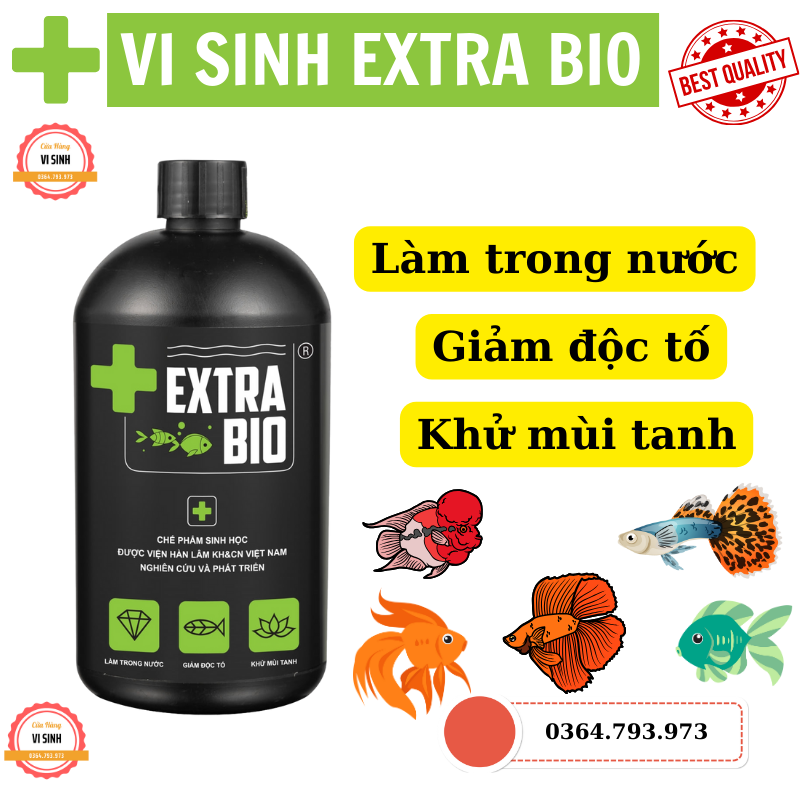 HÀNG CTY Vi sinh Extra Bio làm trong nước khử mùi tanh -men vi sinh lọc hồ cá Extra bio và Zero Shock - Chống Sốc Giảm Stress Hồi Phục Nhanh Cho Cá Cảnh