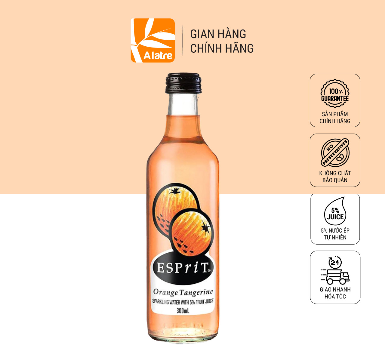 300ml Nước Trái Cây Có Gas Chứa Nước Ép Cam Hương Quýt Bickford's Esprit