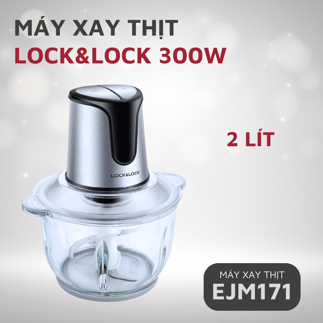 Máy xay thịt đa năng locknlock ejm171, máy xay thực phẩm, xay thịt 2 cấp độ xay kèm lưỡi dao sắc