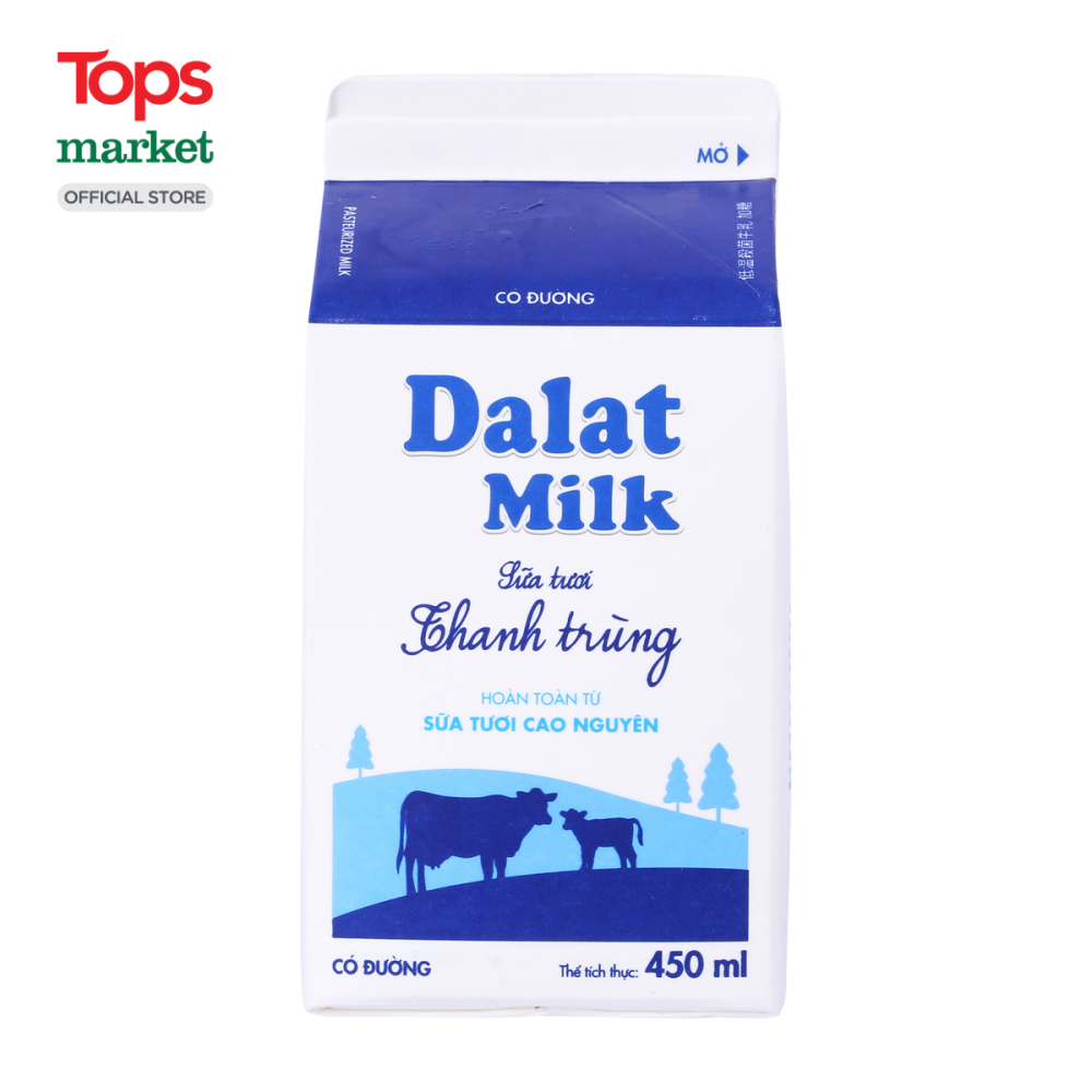 Sữa Tươi Thanh Trùng Dalat Milk Có Đường 450ML - Siêu Thị Tops Market