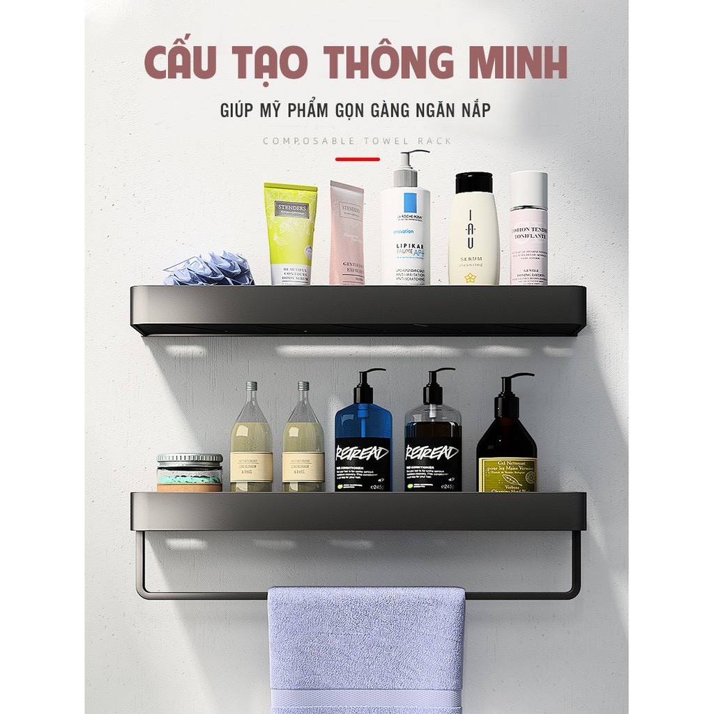 Kệ để đồ nhà tắm dán tường,Giá để đồ phòng tắm và nhà bếp không khoan tường phong cách Bắc Âu