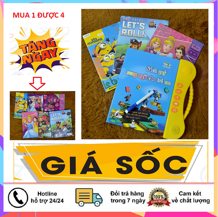 [Loại 5 nút ngoài ] Sách nói điện tử song ngữ Anh-Việt - Sách thông minh Song ngữ điện tử cho bé đọc hát kể chuyện - Sách thông minh cho bé học tiếng anh- tiếng việt - toán , Tặng bộ 3 sách dán các nhân vật hoạt hình nổi tiếng