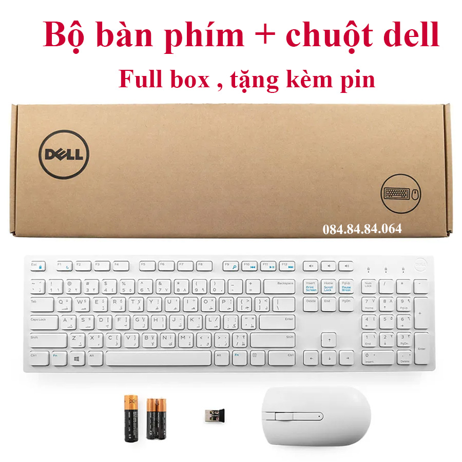 Combo bàn phím + chuột dell wk636p không dây , tặng kèm pin văn phòng new 100% giá rẻ