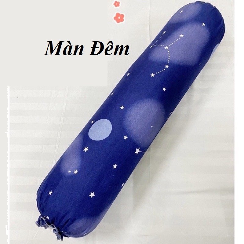 Gối ôm (Ruột kèm vỏ gối) thiết kế đa dạng người lớn poly cotton - Nguyệt Ánh Bedding có dây rút tiện lợi nhiều màu sắc lựa chọn [Màn đêm tuyết]