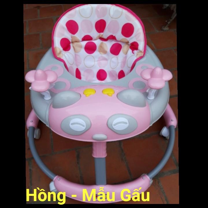 Xe tập đi tròn khung rộng hình mặt mèo có nhạc cho bé