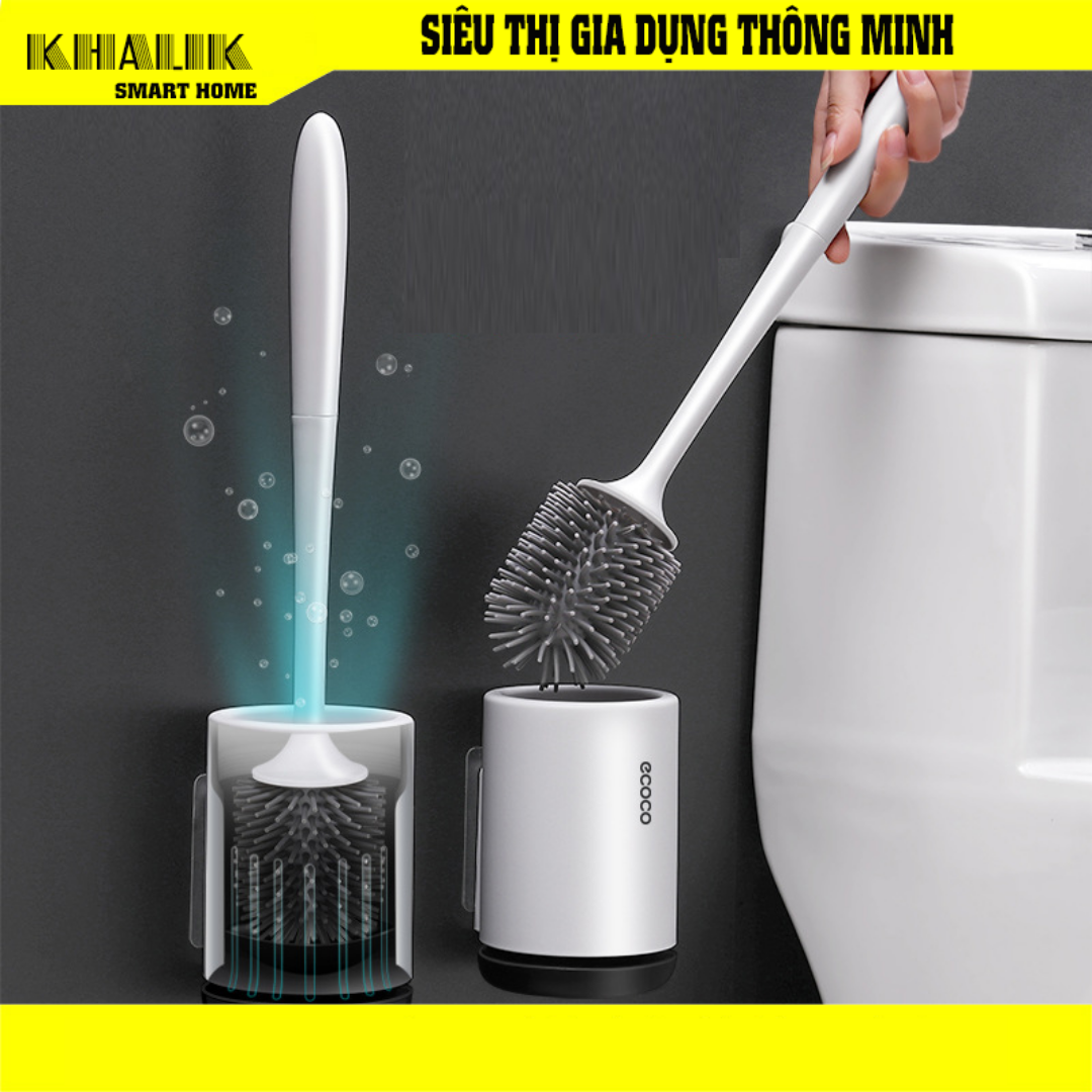 Chổi cọ bồn cầu toilet, cọ vệ sinh cao cấp ecoco e1803- tpr silicon – loại treo tường tiện lợi