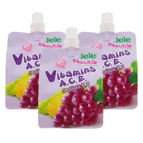 [Tết 2022]Combo 3 túi nước ép trái cây thạch Vitamin Jele Beautie Vị Nho 150g/túi