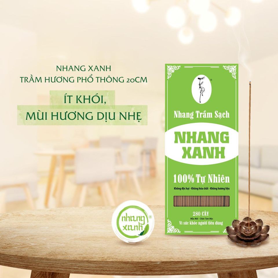 Nhang 2 tấc Nhang xanh Trầm Hương - Hộp 200 gram