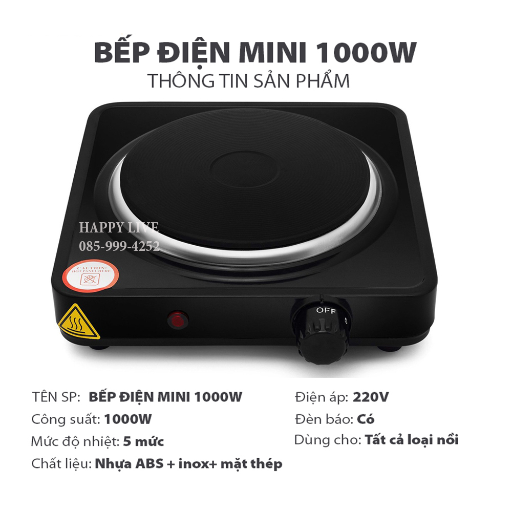 Bếp Điện Mini 1000W Không Kén Nồi, Bếp Điện Mini Pha Cafe, Trà, Nấu Nước, Hơ Lá Trầu, Có Chế Độ Tự Ngắt Điện Khi Quá Nhiệt, An Toàn, BẢO HÀNH 1 ĐỔI 1
