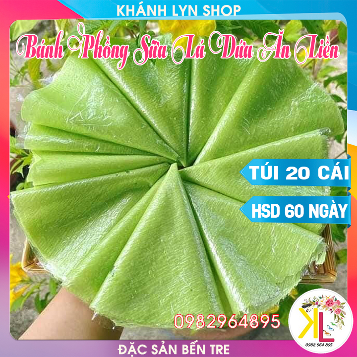 Bánh phồng sữa nước cốt dừa lá dứa ăn liền - túi 20 cái