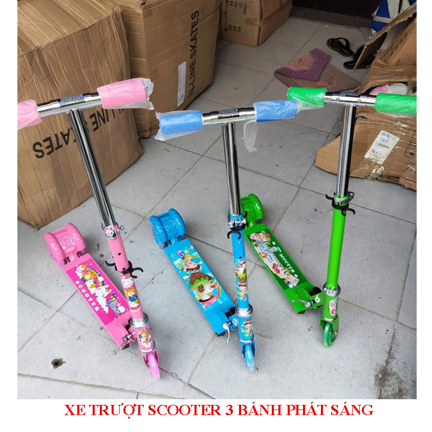 Xe trượt - Xe scooter 3 bánh phát sáng khung sắt - Cho bé 2-6 tuổi