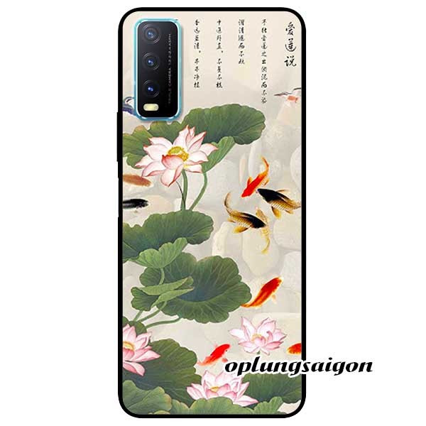 Ốp Cường Lực Dẻo Đen Dành Cho Vivo Y20 / Vivo Y20s Mẫu Tranh Cá Koi