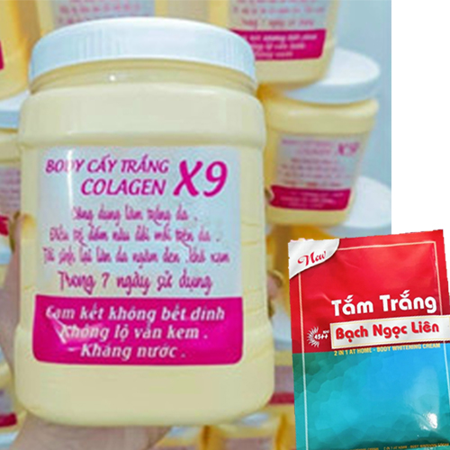 Combo kem body siêu kích trắng. kem Body siêu kích trắng x9 + 1 tắm trắng Bạch Ngọc Liên