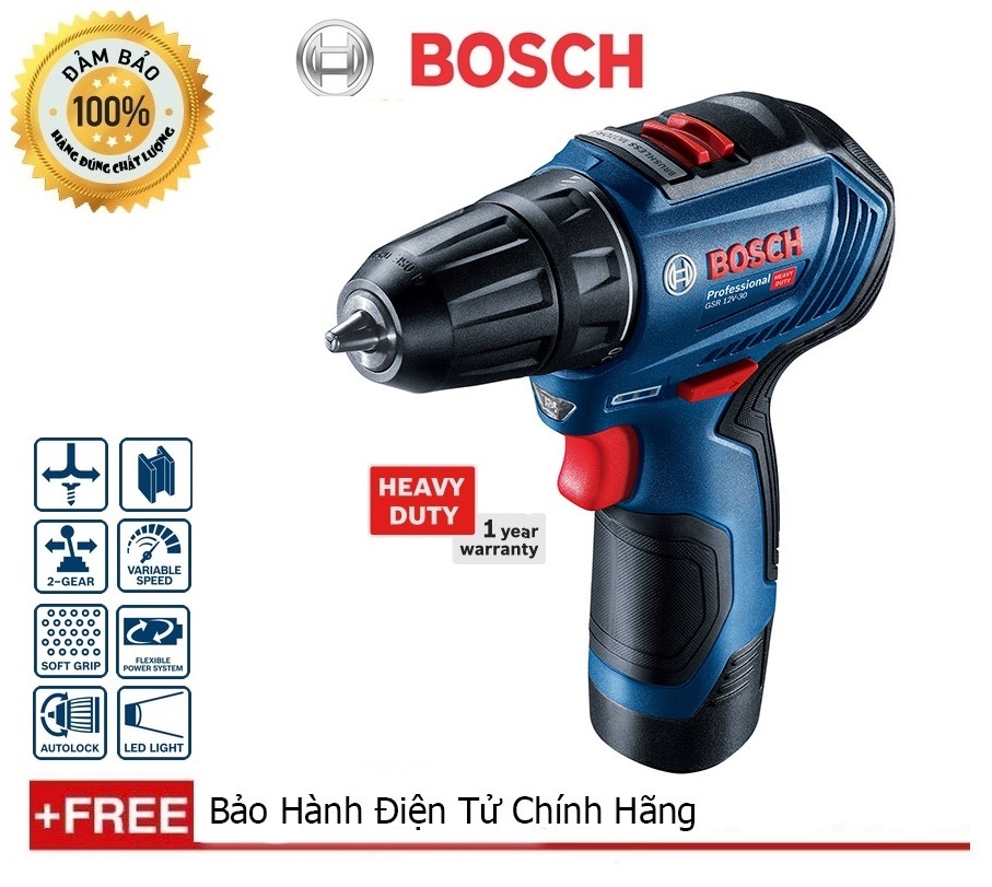 Máy khoan pin bosch gsr 12v-30 - động cơ không chổi than