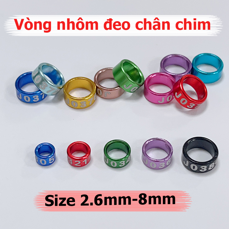 Bộ 50/100 Vòng đeo chân chim 2.6mm-8mm, Nhẫn đeo chân thích cho các loại chim, vẹt, chim ốc mít, hút mật, yến hót