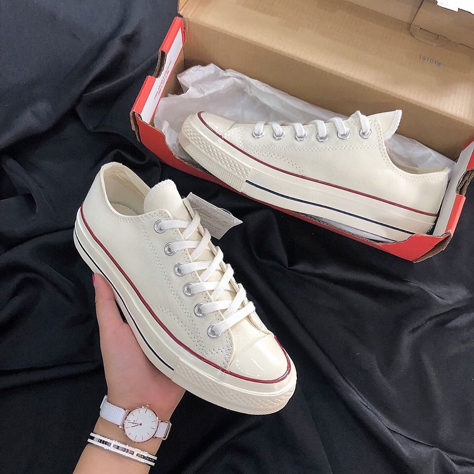 GIÀY Converse trắng kem thấp cổ chuẩn Trung đủ size nam nữ 36-43