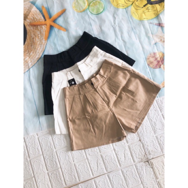 Quần short Kaki ống rộng cúc khoá lưng chun