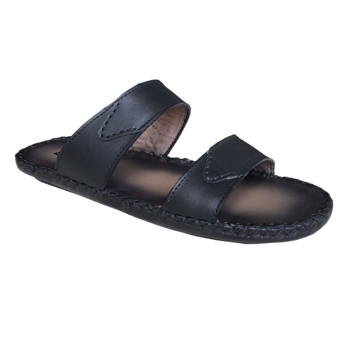 Dép da  quai ngang da bò thật đế âm không trơn THDN0118 [HÌNH ẢNH THẬT]