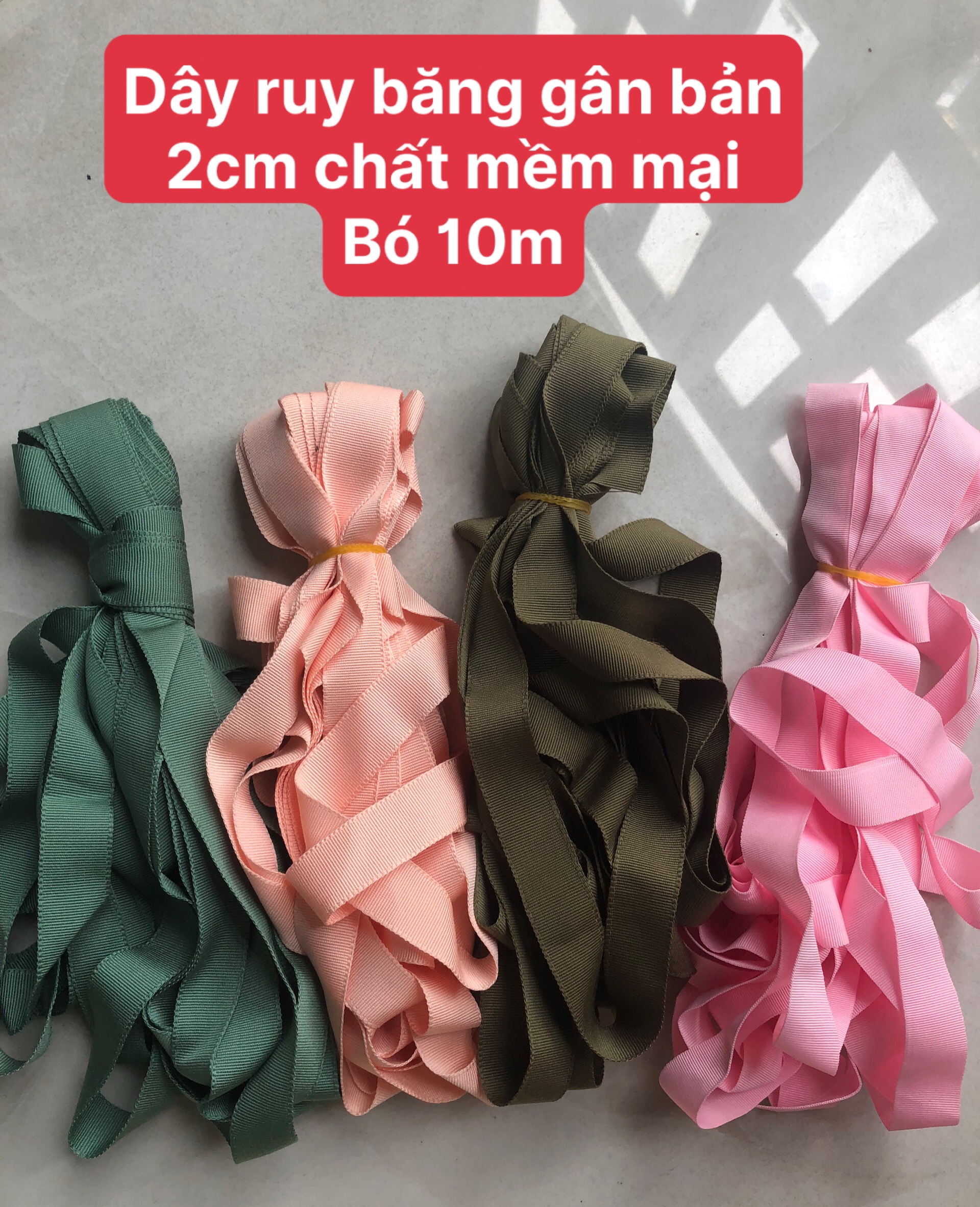 Ruy băng gân bản 2cm chất mềm đẹp