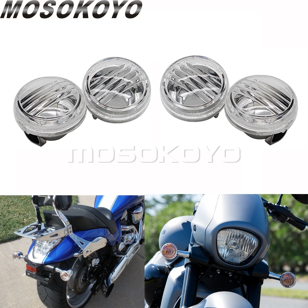 ❧❄♘ 2 Pair Motorcycle Turn Signal Lenses Indicator For Suzuki Boulevard M109R C90 C109R 1500 Intruder C1800R M50 C50 VL800 Volusia