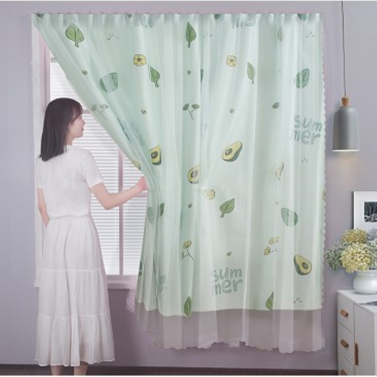 Rèm cửa sổ cửa chính - Rèm che nắng dán phòng ngủ - Rèm cửa sổ Vách ngăn phòng xinh xinh tiện lợi