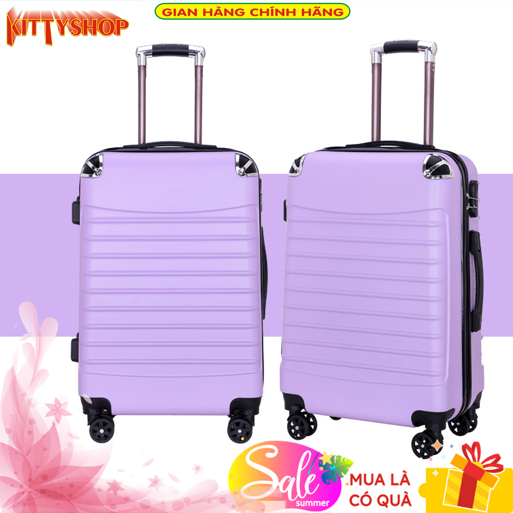 Vali du lịch nhựa kéo nhập khẩu siêu bền_ SIZE 20-24. Vali bo góc thể hiện cá tính, trẻ trung. Đầy đủ màu sắc