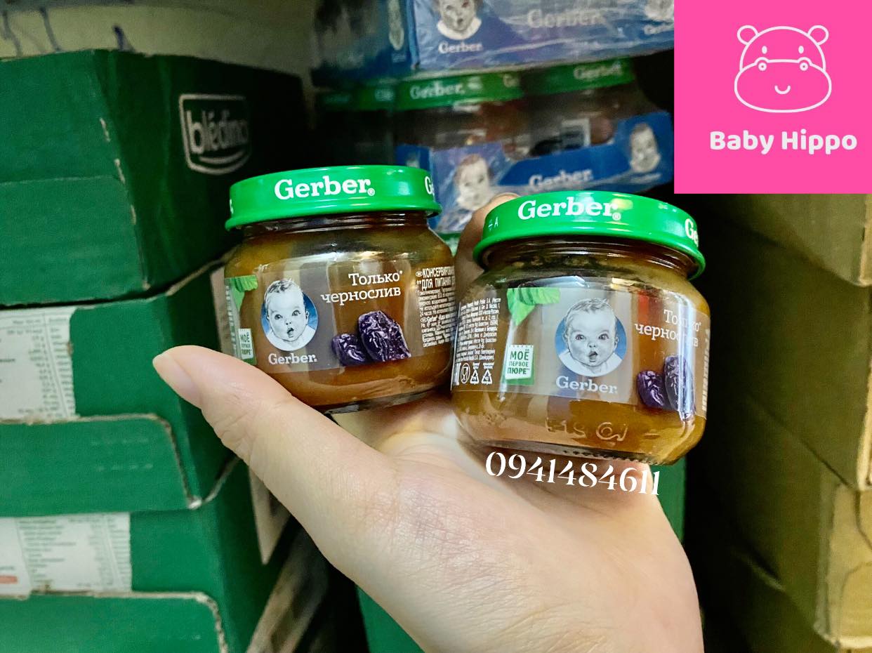 Mận đen nghiền Gerber chống táo bón cho bé từ 4m+