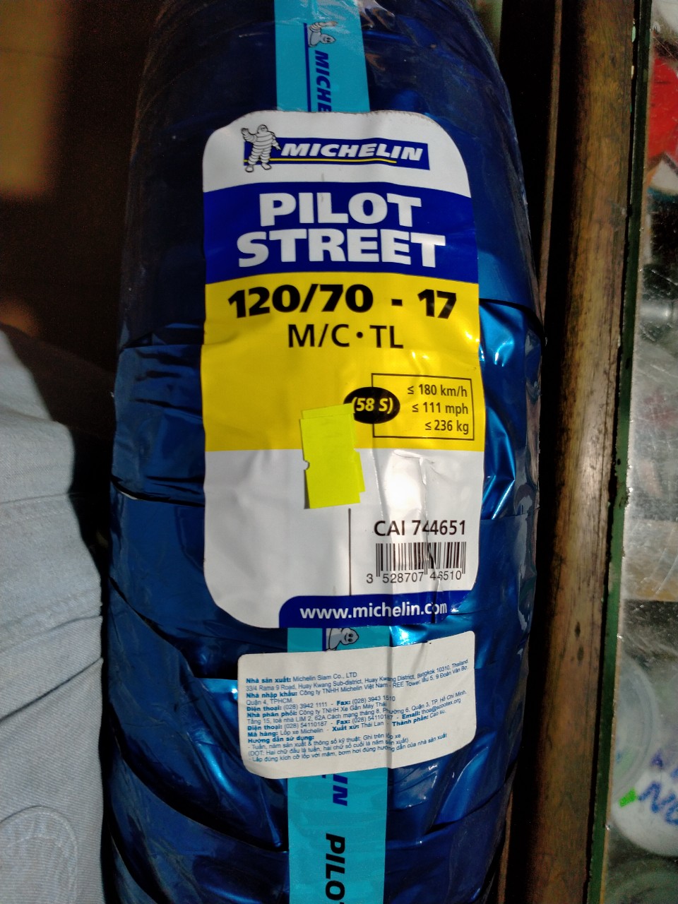 Vỏ michelin size 120/70-17 (TL/TT) pilot street (không sài ruột (săm)) | michelin size 120/70-17 không ruột