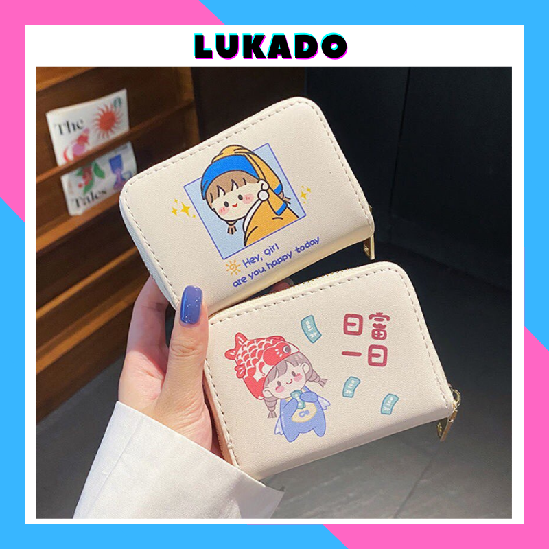 Ví nữ ngắn cầm tay mini cute dễ thương Hàn Quốc đẹp cao cấp bỏ túi nhỏ gọn nhiều ngăn đựng thẻ thời trang giá rẻ LUKADO VN34