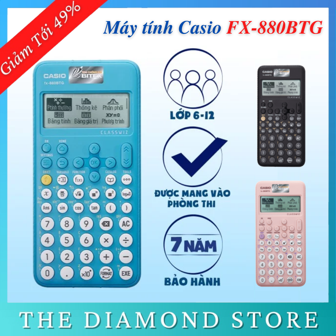 Máy tính cầm tay casio fx-880btg hàng chính hãng bản new 2022 - bảo hành 7 năm , máy tính casio, máy tính học sinh