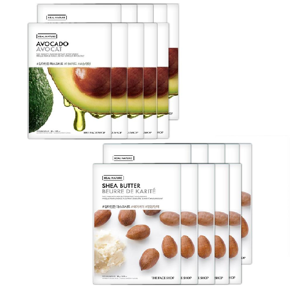 Combo 20 mặt nạ giấy phục hồi ẩm tối ưu thefaceshop real nature avocado face mask