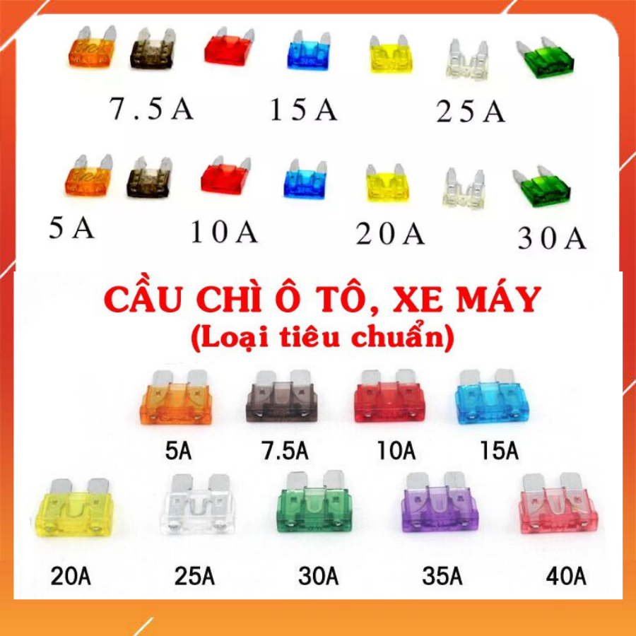 Cầu chì xe ô tô, cầu chì xe máy Các Loại công suất chuẩn chính hãng
