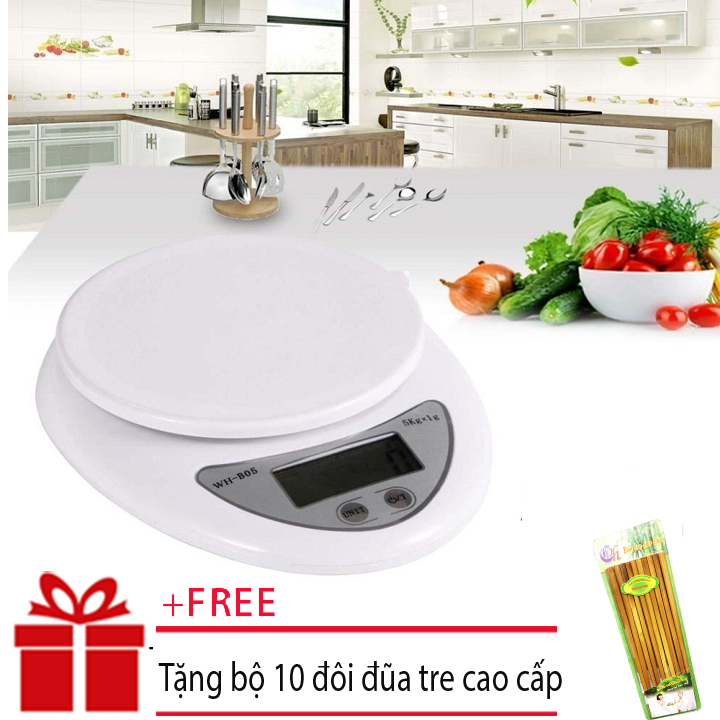 Cân tiểu ly nhà bếp 5kg tiện ích trong gia đình , cân nhà bếp , cân tiểu li , cân 5kg, cân điện tử nhà bếp, cân làm bánh, cân thực phẩm mini tặng 10 đôi đũa treo cao phong cao cấp