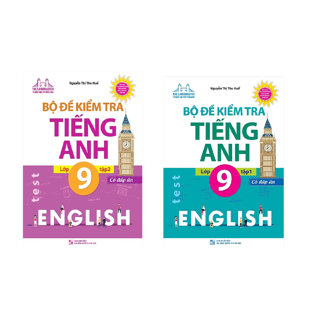Sách - combo bộ đề kiểm tra tiếng anh lớp 9 tập 1 và tập 2 có đáp án + kèm bút bi