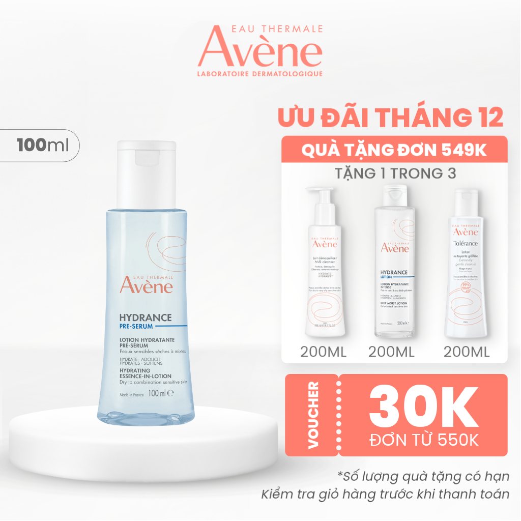 Nước dưỡng ẩm làm mềm da ẩm Eau Thermale Avène HYDRANCE Pre-serum Hydrating cho da nhạy cảm da khô mất nước 100ml