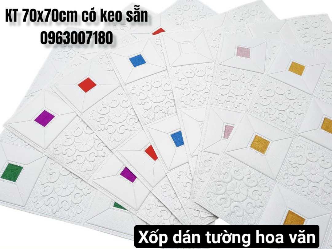 Combo 30 tấm xốp dán tường hoa văn kèm các màu nhũ tự dán khổ lớn 70x70cm có keo sẵn