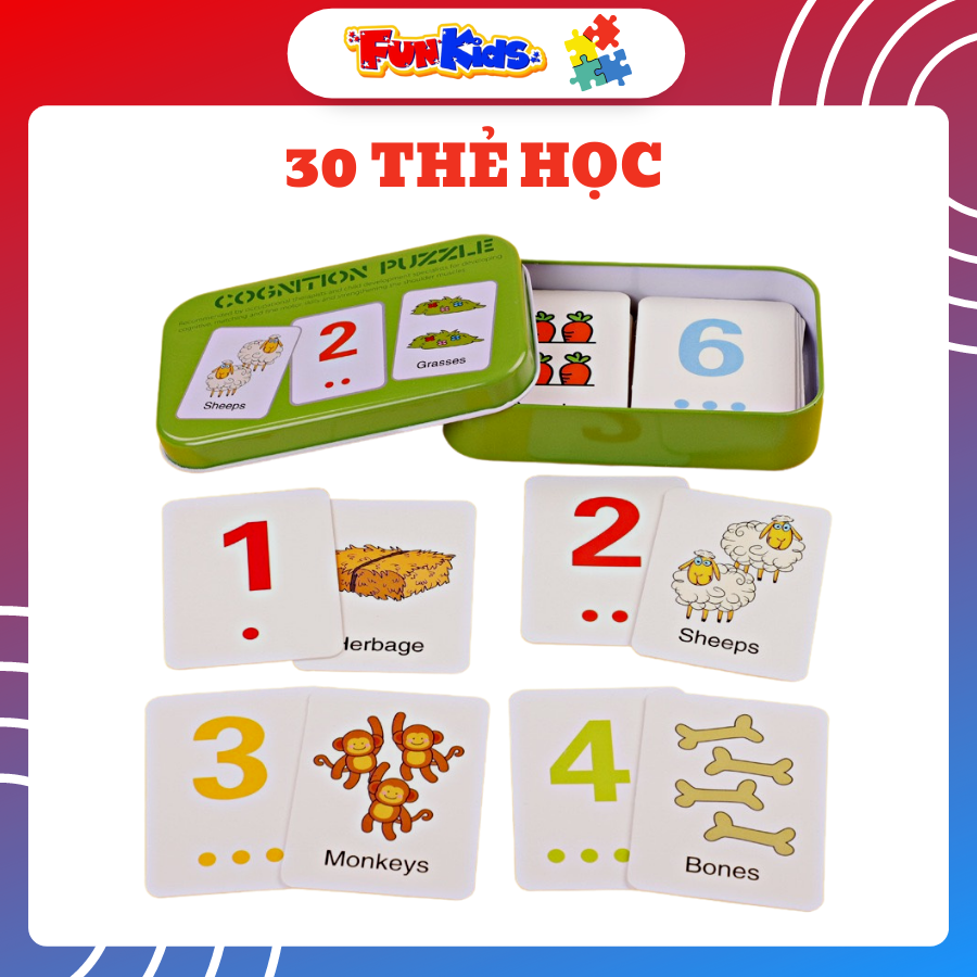 Hộp thẻ học thông minh flashcard Tiếng Anh chủ đề số đếm kích thích phát triển trí não và khả năng tư duy toán hoc cho bé từ 2 đến 6 tuổi