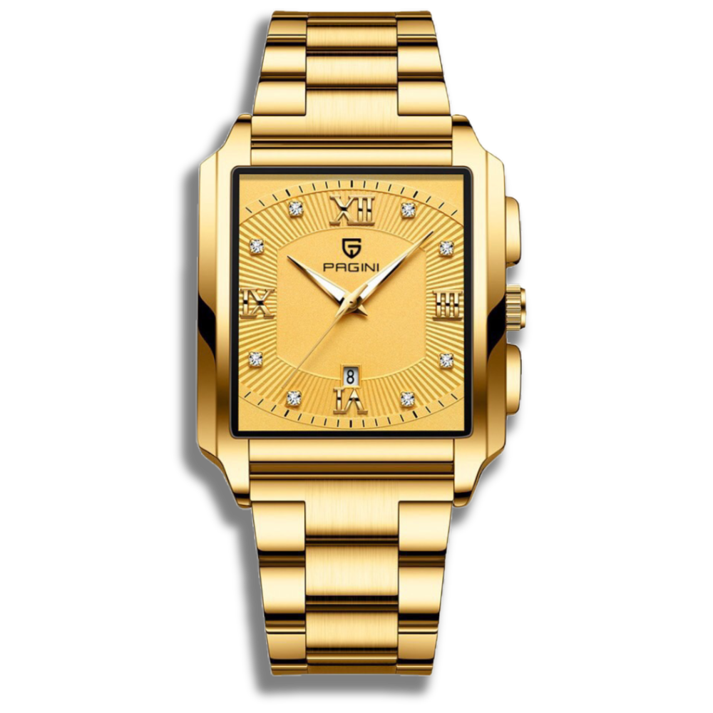 [SALE LỖ] Đồng Hồ Nam PAGINI 3322 Mặt Vuông Dây Kim Loại Lịch Ngày Giá Rẻ